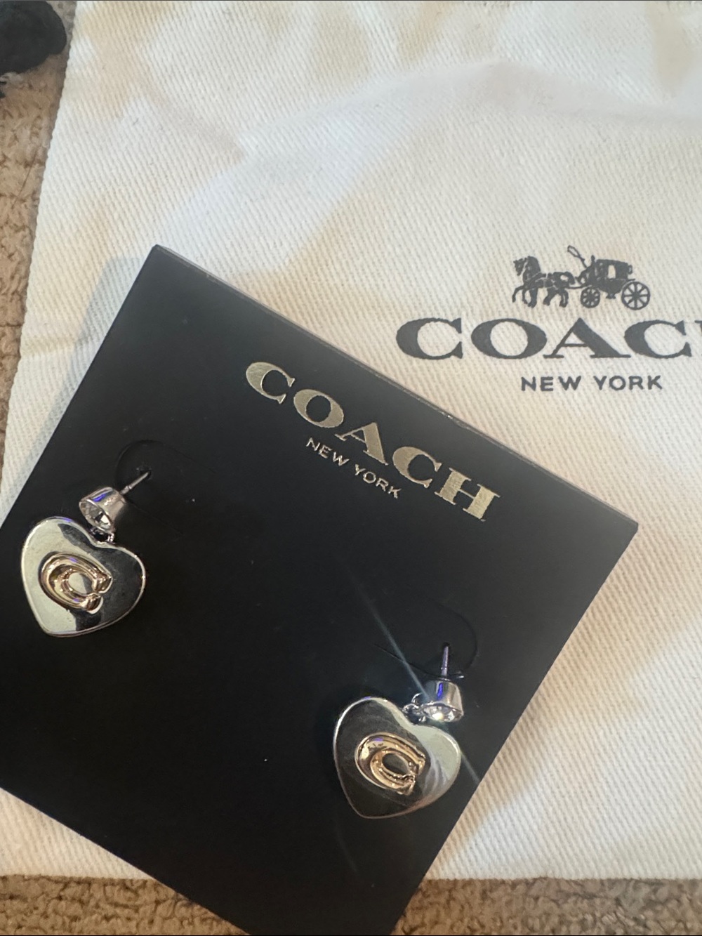 Coach Heart Drop Earrings